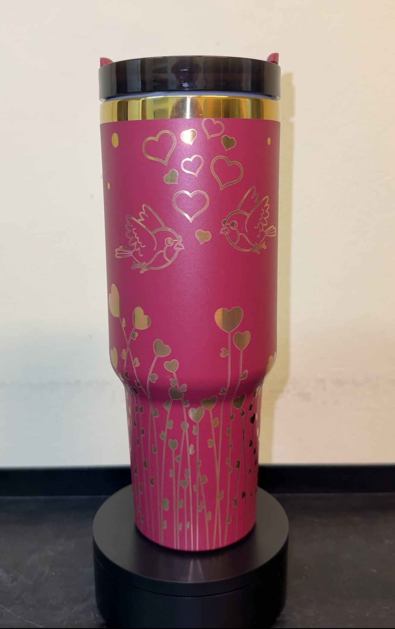 40oz Soft Maroon Tumbler with Gold Plating