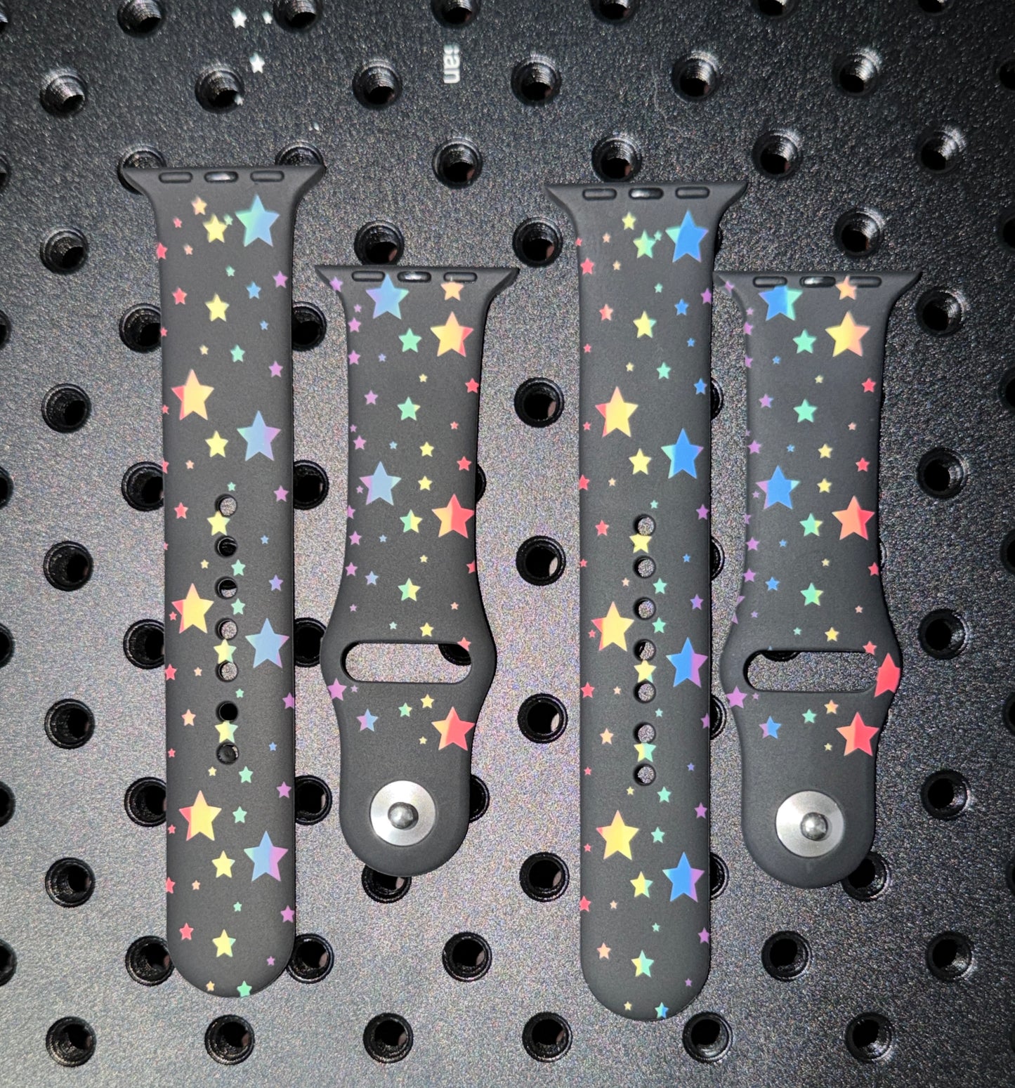 Black and Rainbow Silicone Apple Watch Bands