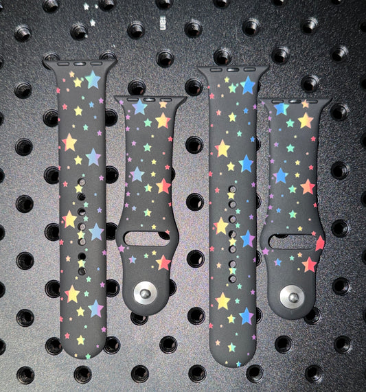 Black and Rainbow Silicone Apple Watch Bands