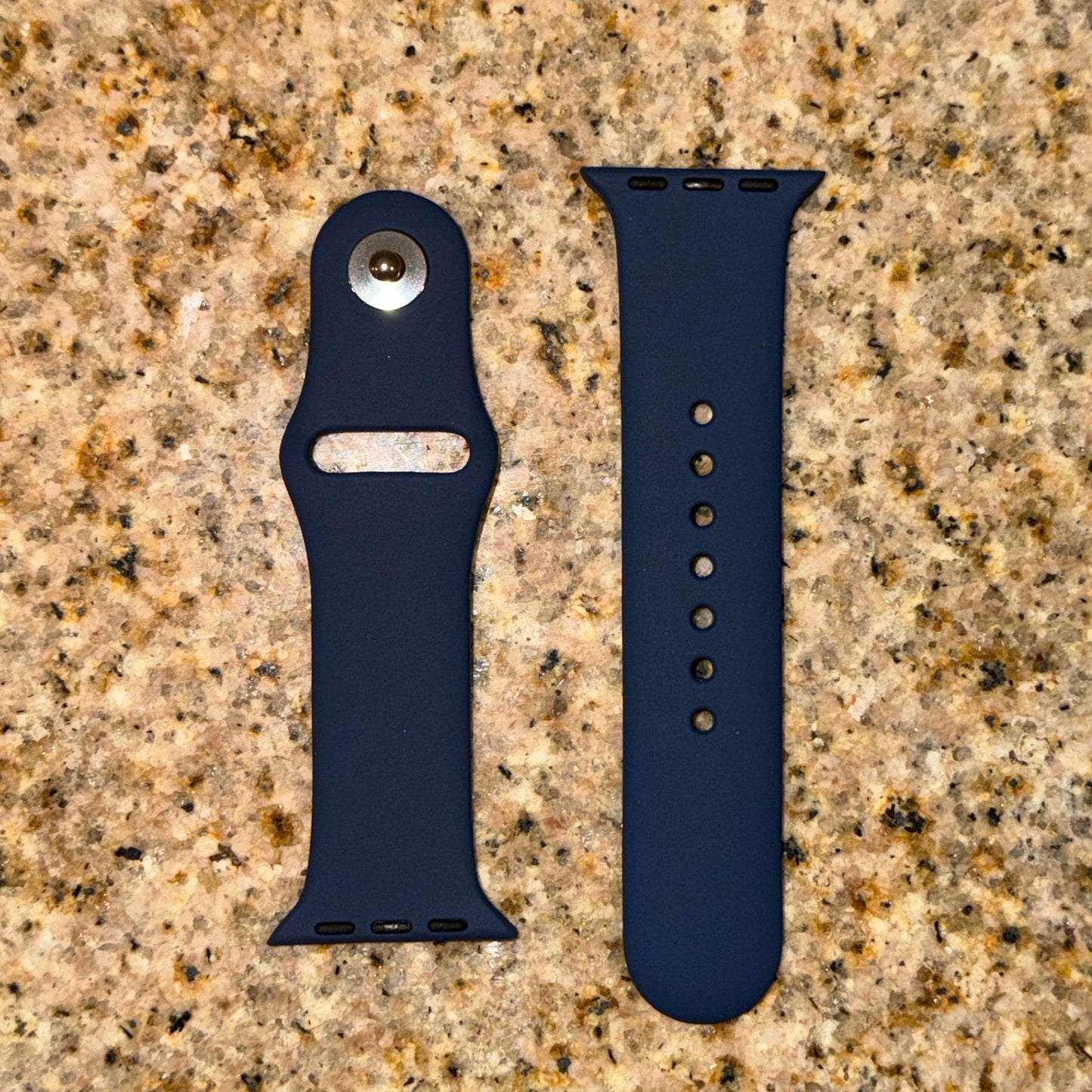 Navy Blue and White Silicone Apple Watch Bands