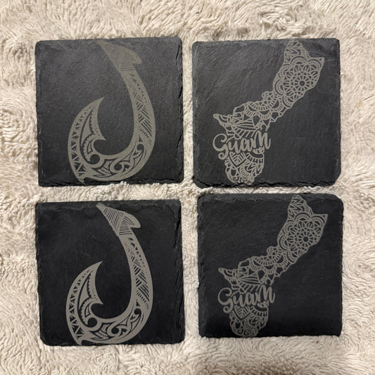 Tribal Hook and Guam Slate Coasters