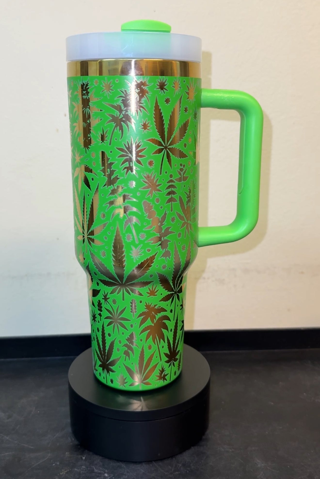 40oz Green "Mary Jane" Tumbler with Gold Plating