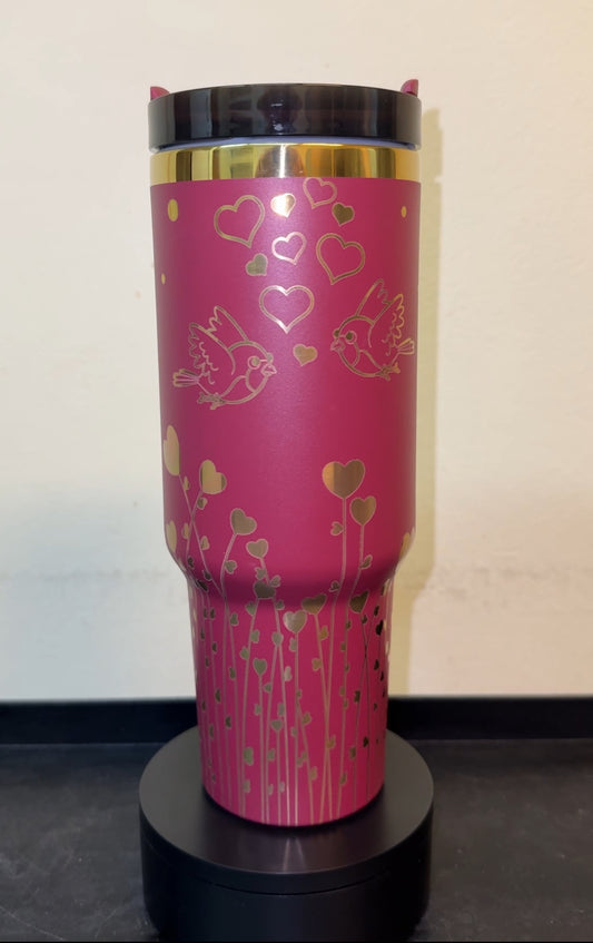 40oz Soft Maroon Tumbler with Gold Plating